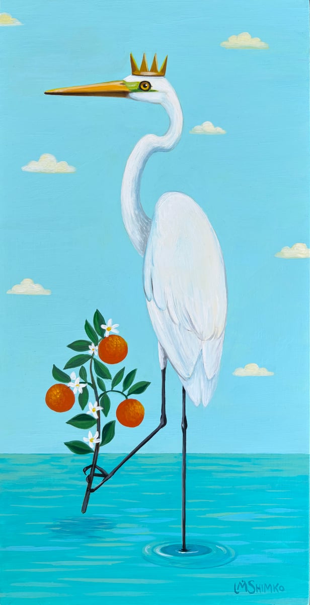 t-egret Great Egret Orange Branch | Shop Shimko Art
